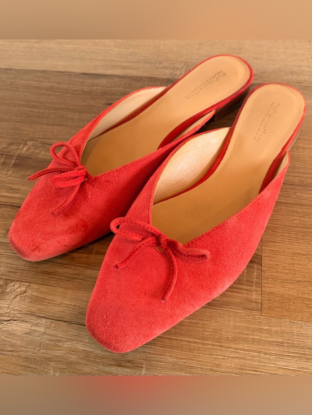 Reformation Belle Suede Flats Red Size 8 - Picture 4 of 15